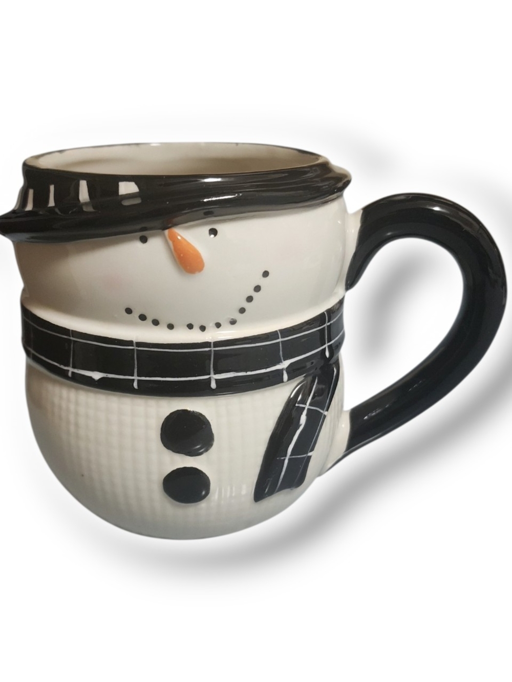 Whimsical Snowman Ceramic Mug in White & Black